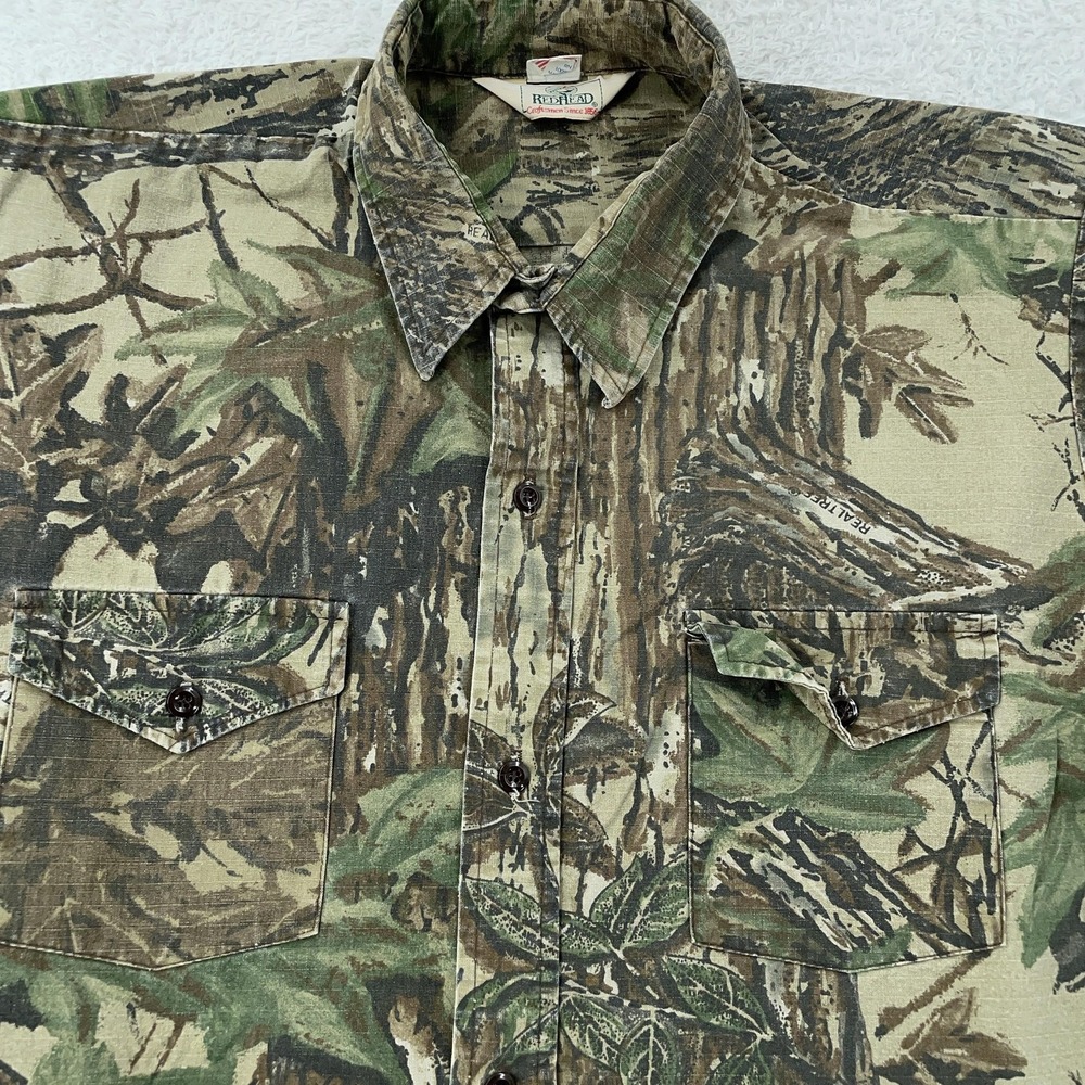 RedHead Shirt Mens 2XL Long Camo Realtree Hunting Button Down Cotton Made USA‎
